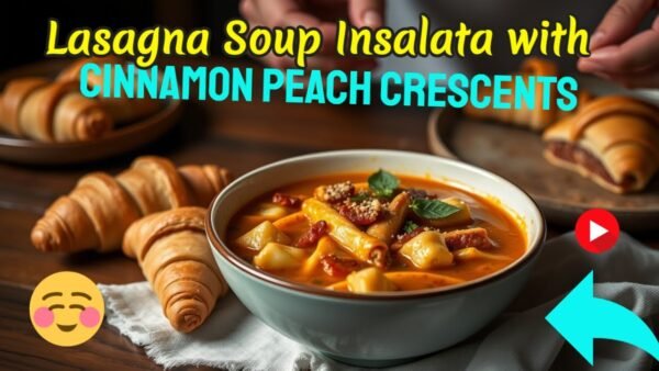 Lasagna Soup Insalata with Cinnamon Peach Crescents